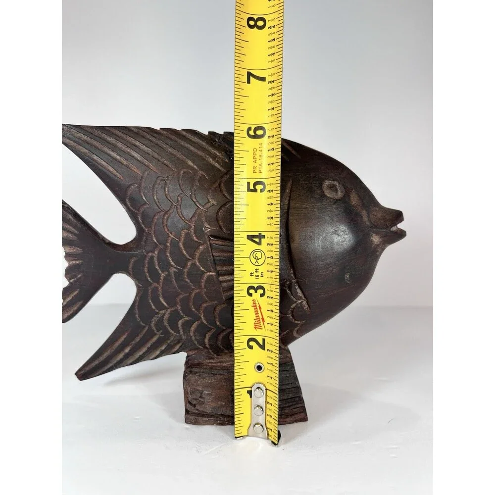 Angel Fish Wood Sculpture Rustic Style Fisherman Gift Folk Art‎ Hand Carved 7.5”